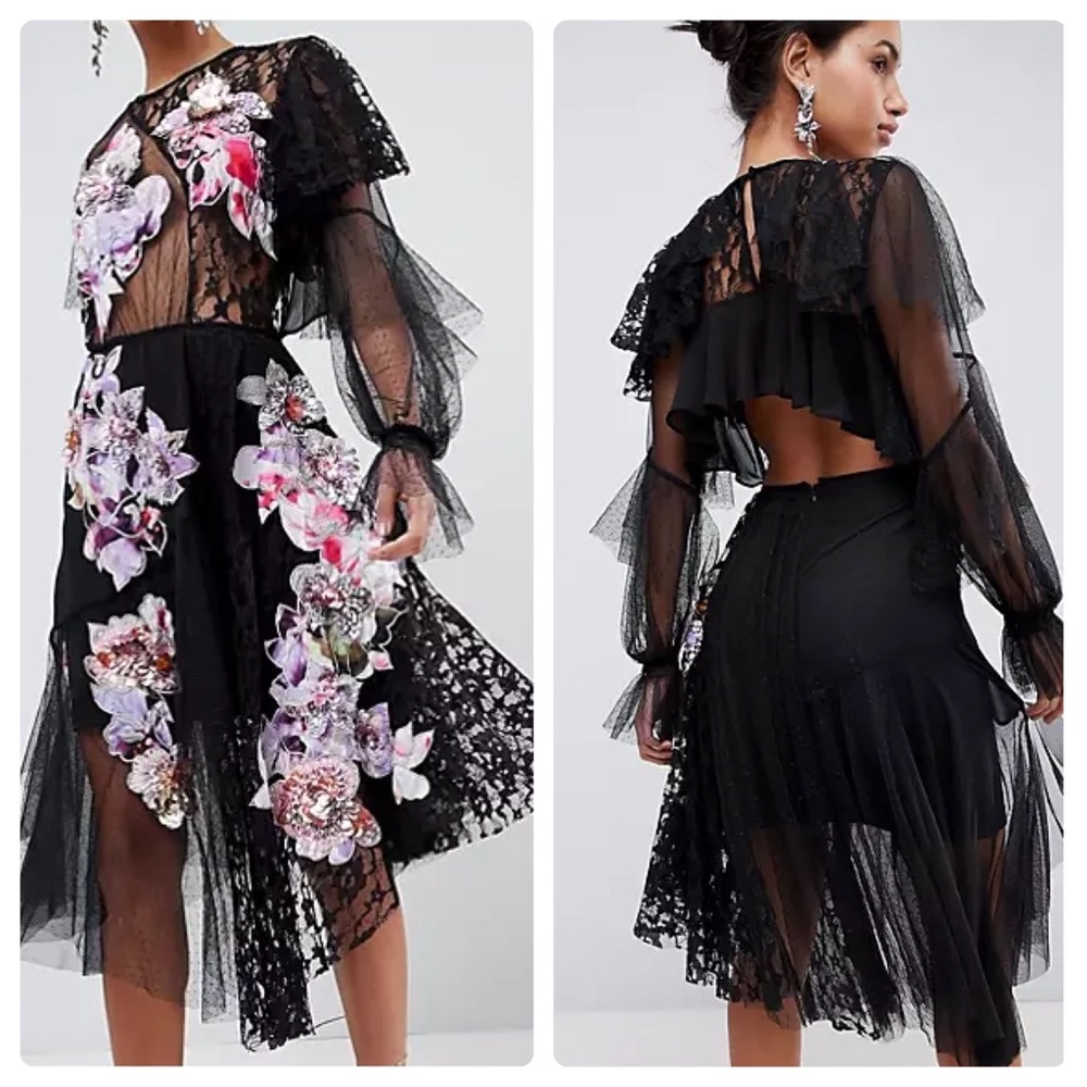 ASOS edition deconstructed embellished lace dress